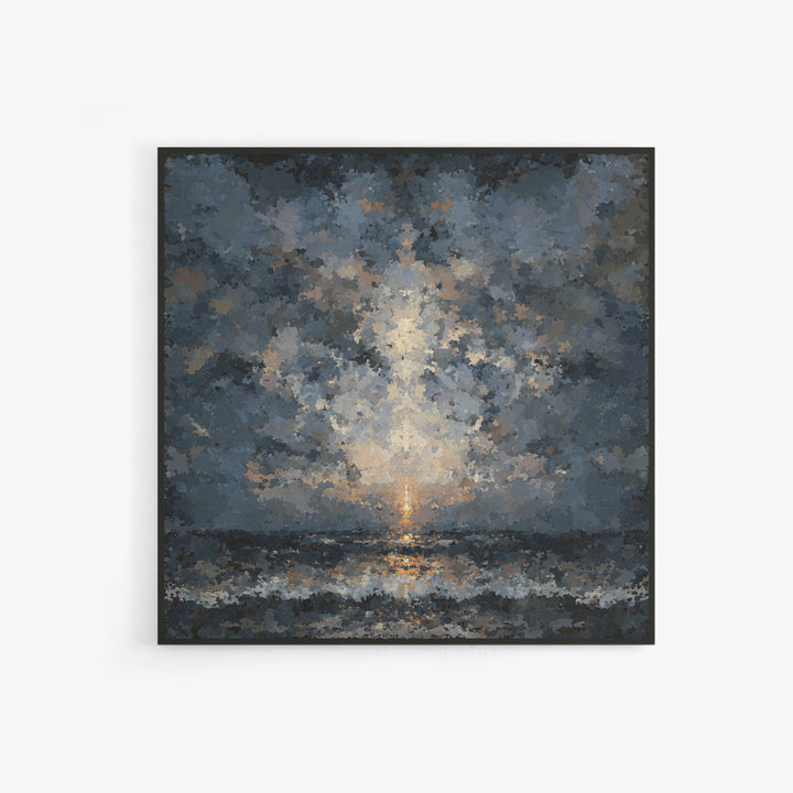 Stormy Sea under a Nearly Black Sky Canvas Print, Dark Art, Fine Art Print, Living Room Decor, Fine Art, Nocturne, Wall Decor, DAR-1x1-5