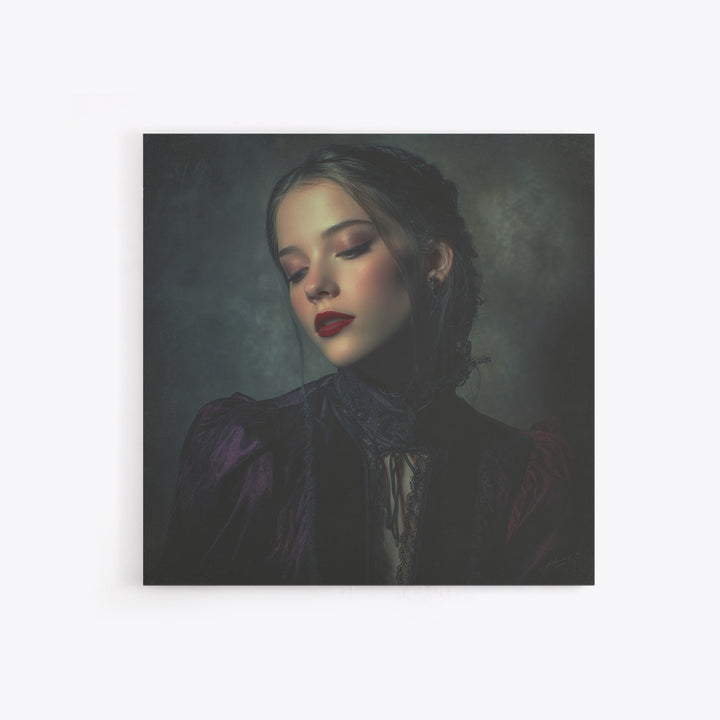 Vampire Inspired Portrait with Pale Dramatic Light Canvas Print, Dark Art, Minimalist Decor, Living Room Decor, Nocturne, DAR-1x1-85