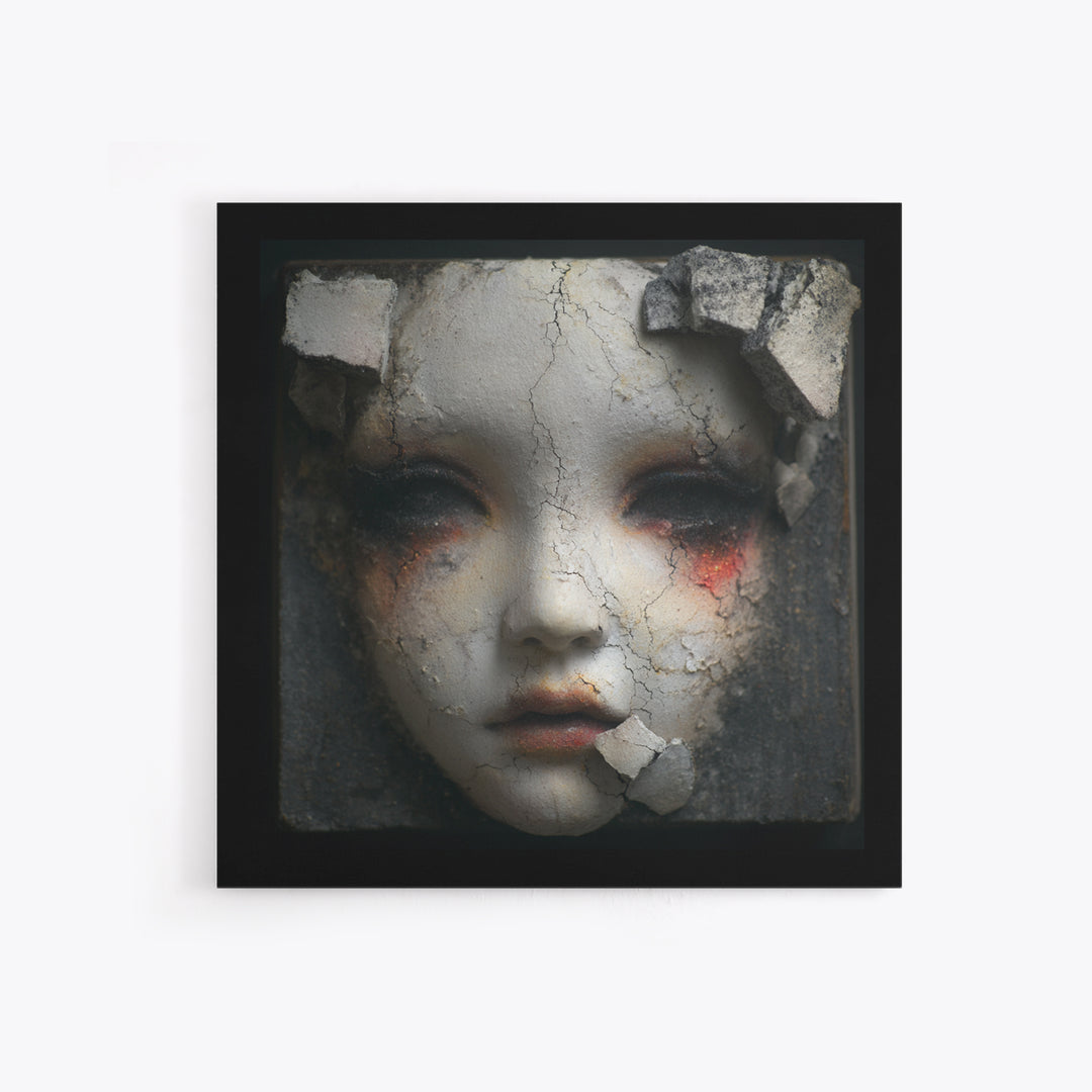Cracked Porcelain Doll Portrait Canvas Print, Dark Art, Fine Art Print, Living Room Decor, Oil Painting, Nocturne, Wall Decor, DAR-1x1-95