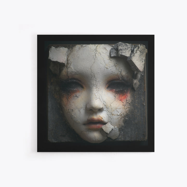 Cracked Porcelain Doll Portrait Canvas Print, Dark Art, Fine Art Print, Living Room Decor, Oil Painting, Nocturne, Wall Decor, DAR-1x1-95