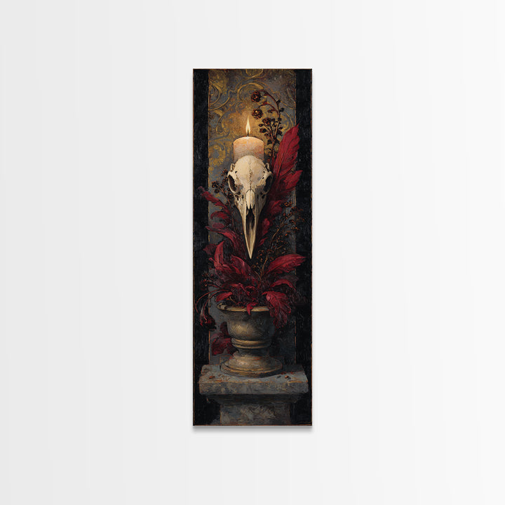 Baroque Skull and Red Velvet Vanitas Canvas Print, Dark Art, Weird Art, Living Room Decor, Fine Art, Nocturne, DAR-1x3-22
