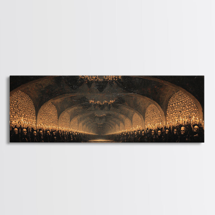The Endless Catacombs, Dark Romantic Horror Art, Extra Wide Wall Art, Gothic Horror Wall Art, Framed Canvas Print, Halloween Wall Art