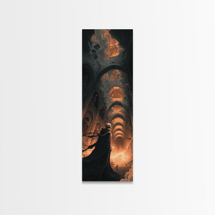The Endless Catacombs, Apocalyptic Romantic Art, Tall Narrow Wall Art, Macabre Wall Art, Canvas Print, Halloween Wall Art, Halloween Decor