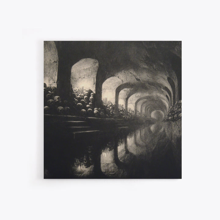 The Endless Catacombs, Symbolist Dream Art, Square Wall Art, Gothic Horror Wall Art, Framed Canvas Print, Halloween Wall Art