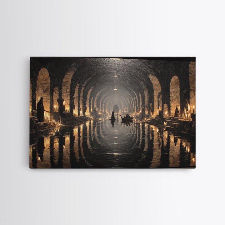 The Endless Catacombs, Symbolist Gothic Landscape, Landscape Wall Art, Macabre Wall Art, Canvas Print, Halloween Wall Art, Dark Fantasy Art