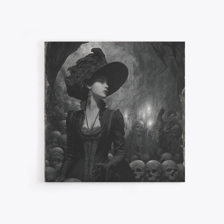 The Endless Catacombs, Decadent Gothic Art, Square Wall Art, Dark Halloween Decor, Framed Canvas Print, Halloween Wall Art