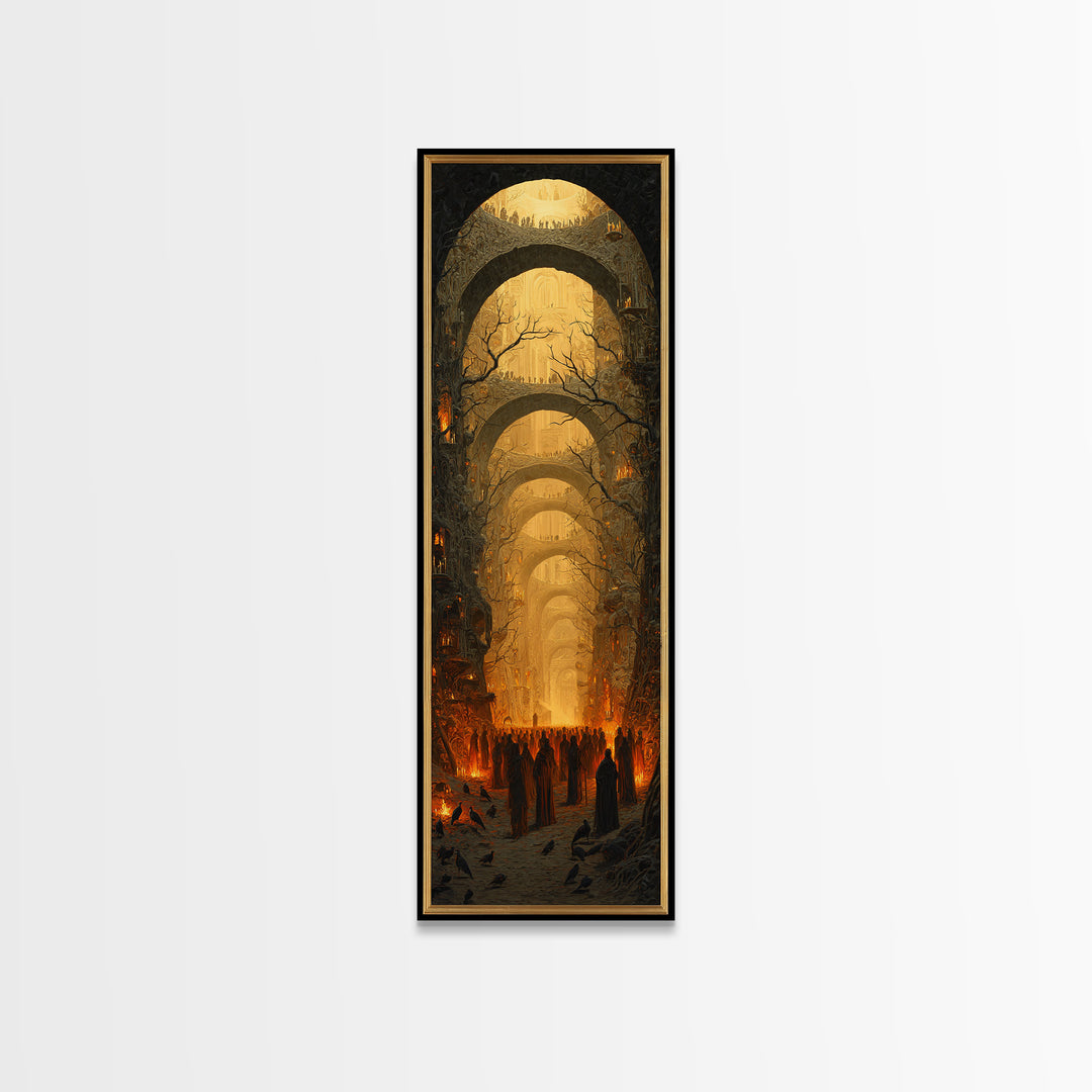 The Endless Catacombs, Surreal Apocalyptic Art, Tall Narrow Wall Art, Dark Fantasy Wall Art, Canvas Print, Halloween Wall Art