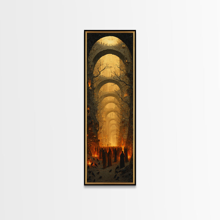 The Endless Catacombs, Surreal Apocalyptic Art, Tall Narrow Wall Art, Dark Fantasy Wall Art, Canvas Print, Halloween Wall Art