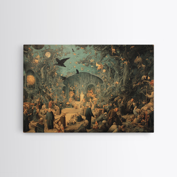 The Overgrown Chapel, Medieval Grotesque Art, Landscape Wall Art, Dark Fantasy Wall Art, Canvas Print, Halloween Wall Art