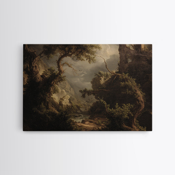The Overgrown Chapel, Baroque Witchcraft Art, Landscape Wall Art, Dark Halloween Decor, Canvas Print, Halloween Wall Art