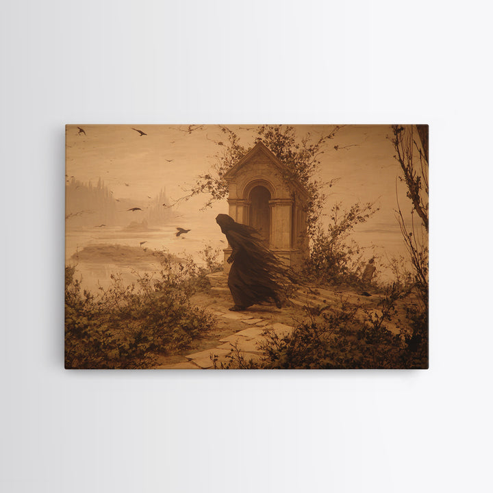 The Overgrown Chapel, Romantic Gothic Landscape, Landscape Wall Art, Gothic Horror Wall Art, Framed Canvas Print