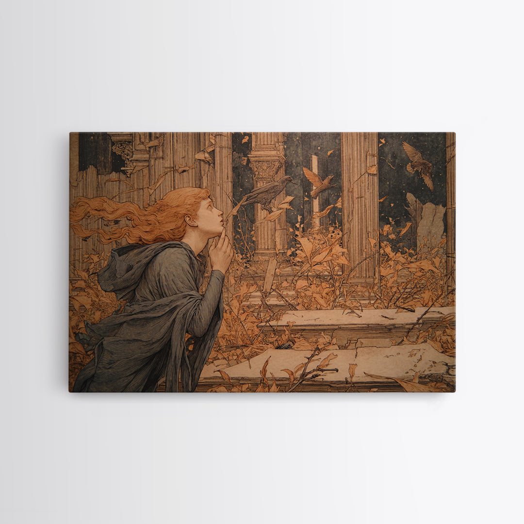 The Overgrown Chapel, Symbolist Death Art, Landscape Wall Art, Gothic Horror Wall Art, Canvas Print, Halloween Wall Art