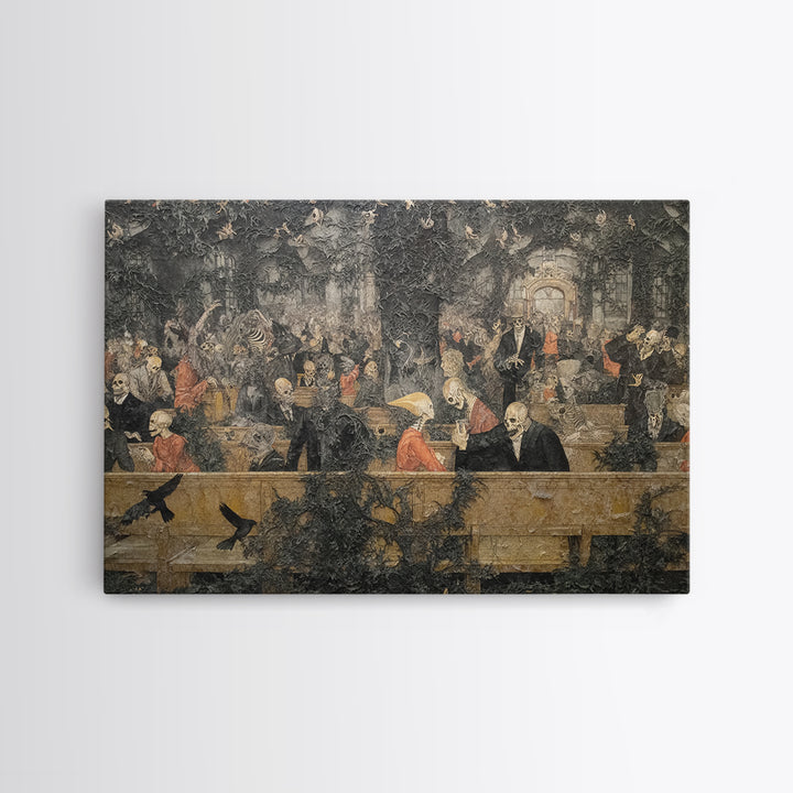 The Overgrown Chapel, Grotesque Carnival Art, Landscape Wall Art, Dark Halloween Decor, Canvas Print, Halloween Wall Art, Dark Fantasy Art