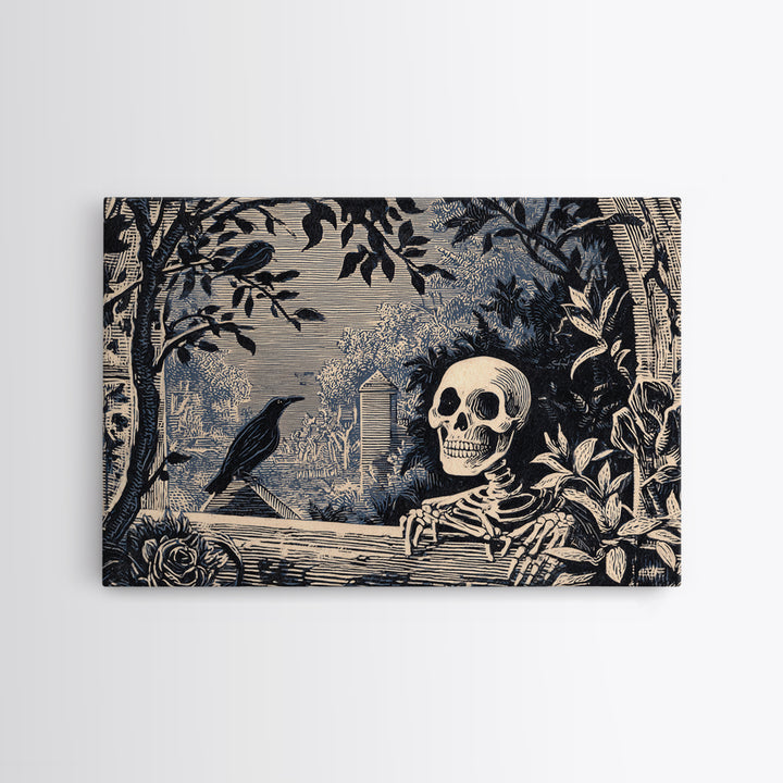 The Overgrown Chapel, Macabre Folk Print Art, Landscape Wall Art, Dark Fantasy Wall Art, Framed Canvas Print, Halloween Wall Art