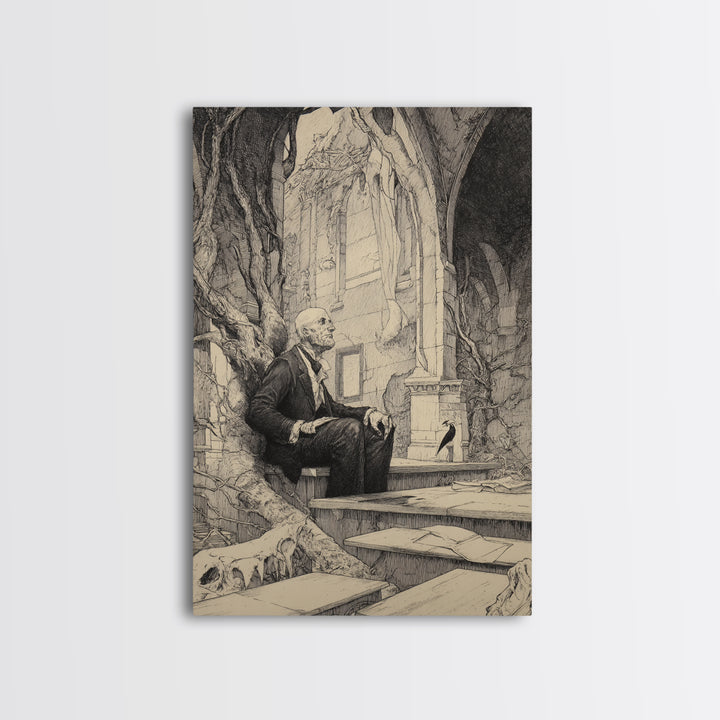 The Overgrown Chapel, Victorian Macabre Art, Vertical Wall Art, Dark Halloween Decor, Canvas Print, Halloween Wall Art, Horror Wall Art
