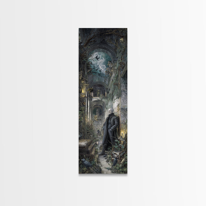 The Derelict Asylum, Medieval Grotesque Art, Tall Narrow Wall Art, Dark Halloween Decor, Canvas Print, Halloween Wall Art