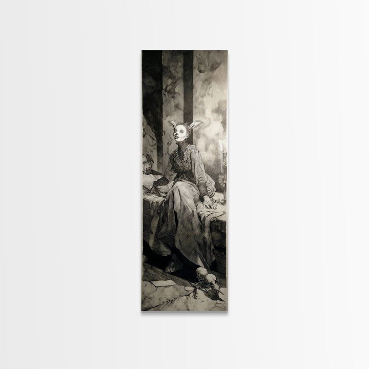 The Derelict Asylum, Decadent Gothic Art, Tall Narrow Wall Art, Dark Fantasy Wall Art, Framed Canvas Print, Halloween Wall Art