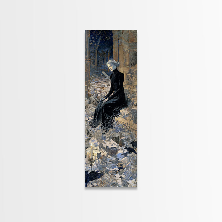 The Derelict Asylum, Symbolist Death Art, Tall Narrow Wall Art, Dark Fantasy Wall Art, Framed Canvas Print, Halloween Wall Art