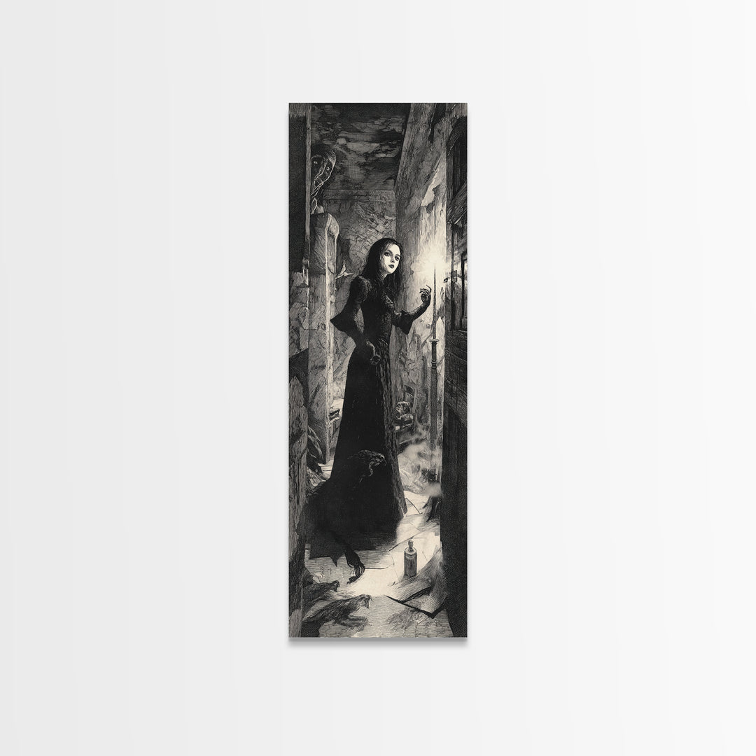 The Derelict Asylum, Expressionist Nightmare Art, Tall Narrow Wall Art, Dark Fantasy Wall Art, Framed Canvas Print, Halloween Wall Art