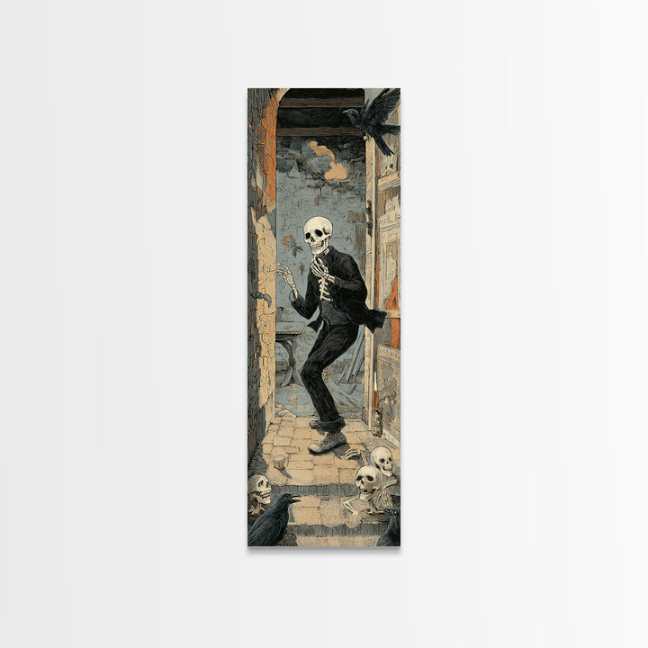 The Derelict Asylum, Macabre Folk Print Art, Tall Narrow Wall Art, Dark Fantasy Wall Art, Framed Canvas Print