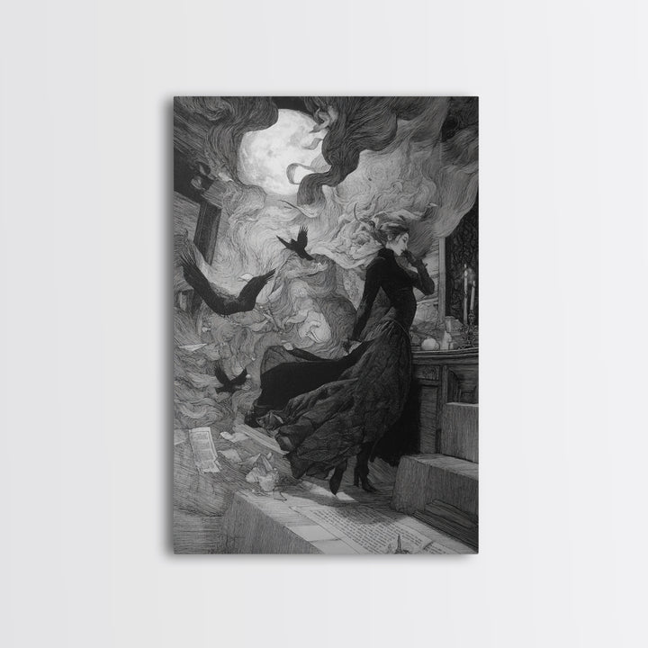 The Derelict Asylum, Victorian Macabre Art, Vertical Wall Art, Dark Halloween Decor, Framed Canvas Print, Halloween Wall Art