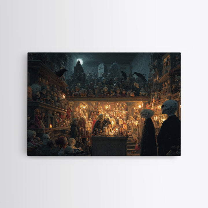 The Midnight Antique Shop, Romantic Gothic Landscape, Landscape Wall Art, Macabre Wall Art, Canvas Print, Halloween Wall Art