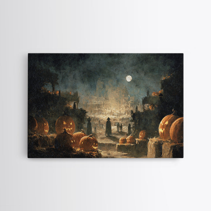 The Pumpkin Patch Maze, Romantic Gothic Landscape, Landscape Wall Art, Dark Halloween Decor, Canvas Print, Halloween Wall Art