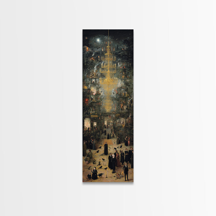 The Haunted Hotel, Medieval Grotesque Art, Tall Narrow Wall Art, Macabre Wall Art, Canvas Print, Halloween Wall Art