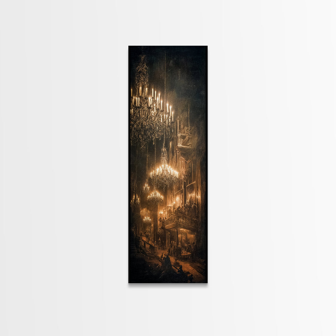 The Haunted Hotel, Dark Renaissance Art, Tall Narrow Wall Art, Dark Halloween Decor, Framed Canvas Print, Halloween Wall Art
