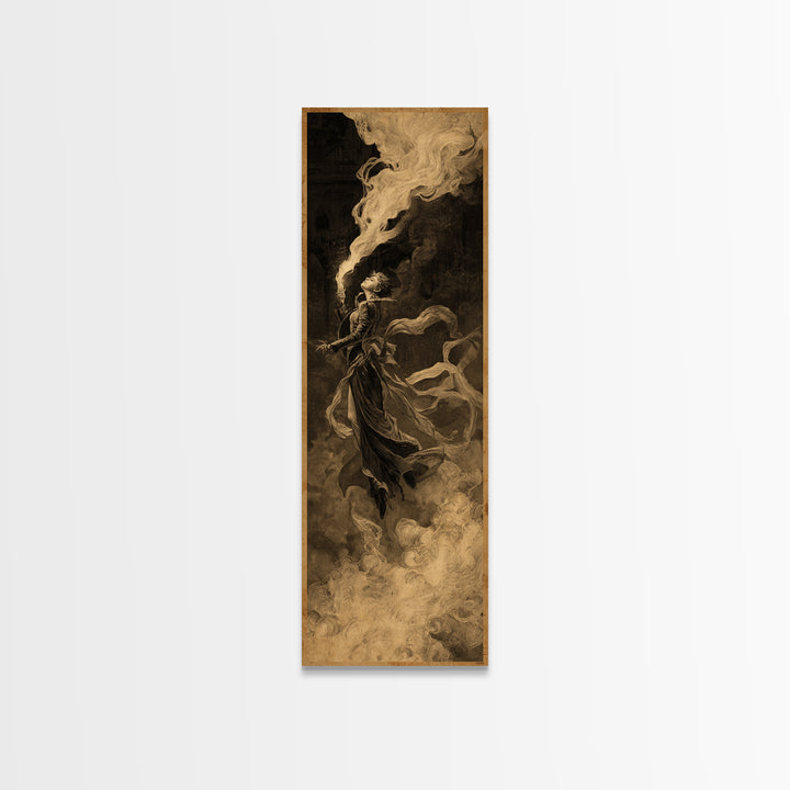The Haunted Hotel, Apocalyptic Romantic Art, Tall Narrow Wall Art, Macabre Wall Art, Framed Canvas Print, Halloween Wall Art