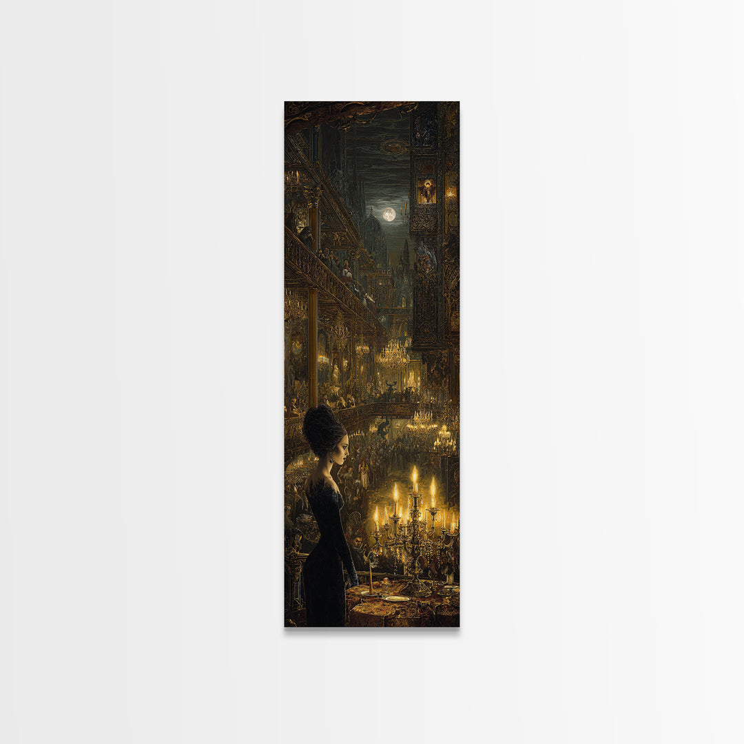 The Haunted Hotel, Ornate Symbolist Art, Tall Narrow Wall Art, Gothic Horror Wall Art, Framed Canvas Print, Halloween Wall Art
