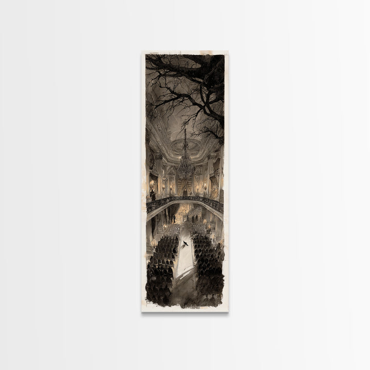The Haunted Hotel, Decadent Gothic Art, Tall Narrow Wall Art, Gothic Horror Wall Art, Canvas Print, Halloween Wall Art