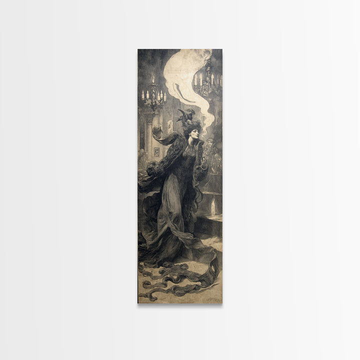 The Haunted Hotel, Dark Symbolist Art, Tall Narrow Wall Art, Dark Fantasy Wall Art, Framed Canvas Print, Halloween Wall Art