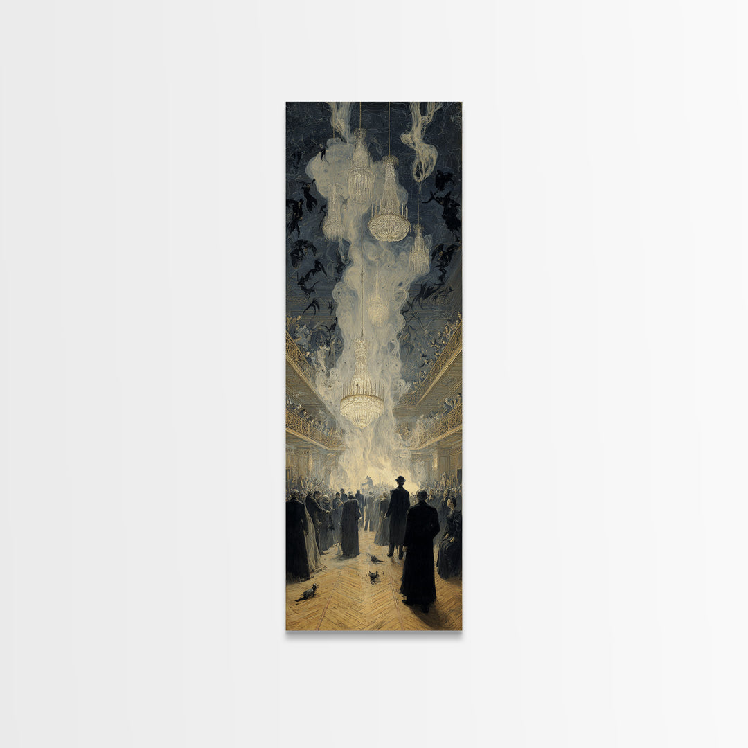 The Haunted Hotel, Symbolist Etching Art, Tall Narrow Wall Art, Dark Halloween Decor, Canvas Print, Halloween Wall Art, Spooky Wall Decor