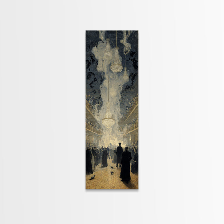 The Haunted Hotel, Symbolist Etching Art, Tall Narrow Wall Art, Dark Halloween Decor, Canvas Print, Halloween Wall Art, Spooky Wall Decor
