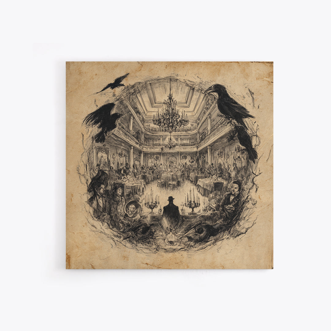 The Haunted Hotel, Expressionist Nightmare Art, Square Wall Art, Dark Fantasy Wall Art, Framed Canvas Print, Halloween Wall Art