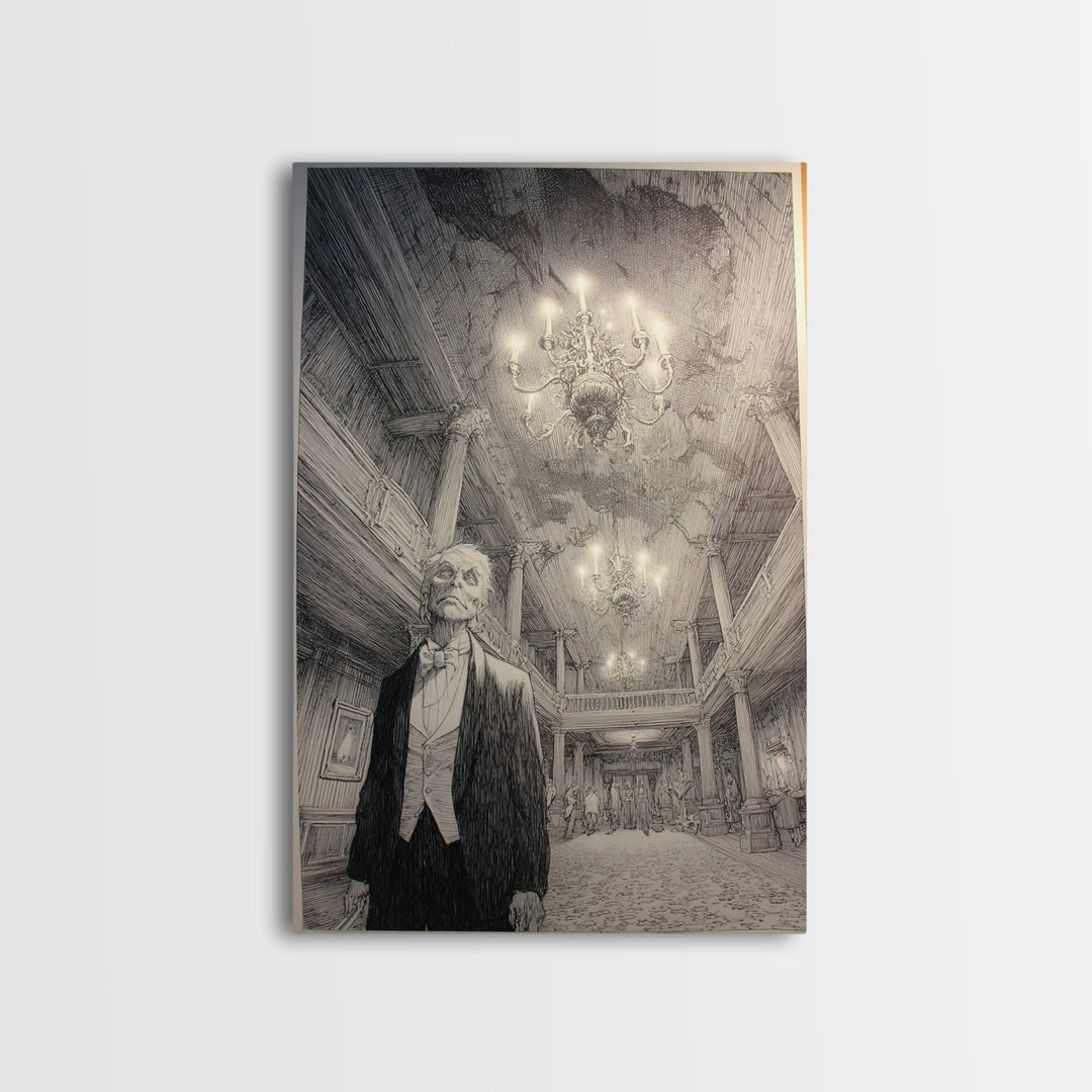 The Haunted Hotel, Victorian Macabre Art, Vertical Wall Art, Dark Fantasy Wall Art, Framed Canvas Print, Halloween Wall Art