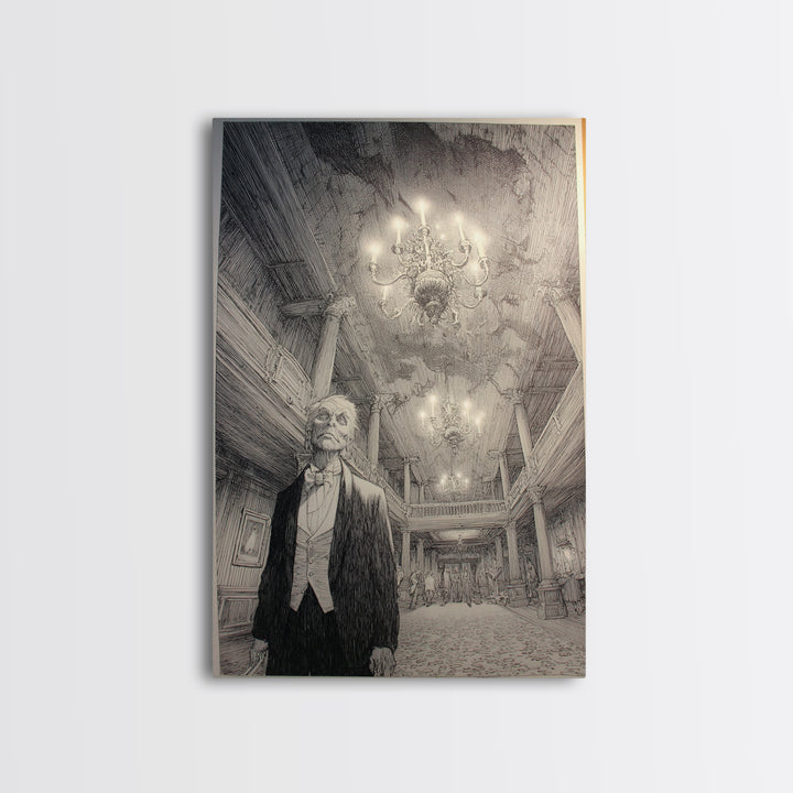 The Haunted Hotel, Victorian Macabre Art, Vertical Wall Art, Dark Fantasy Wall Art, Framed Canvas Print, Halloween Wall Art