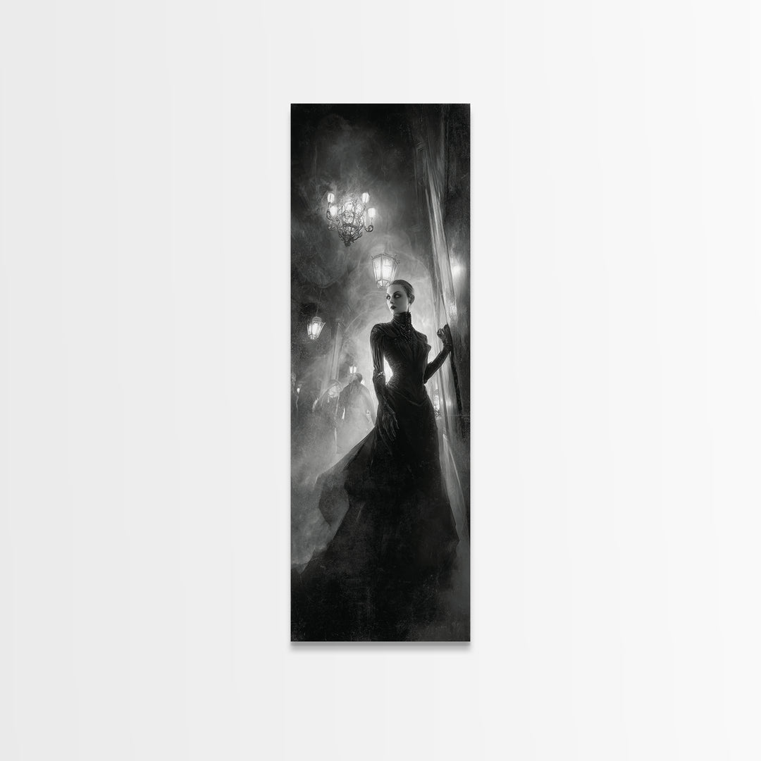 The Haunted Hotel, Biomechanical Horror Art, Tall Narrow Wall Art, Dark Fantasy Wall Art, Canvas Print, Halloween Wall Art