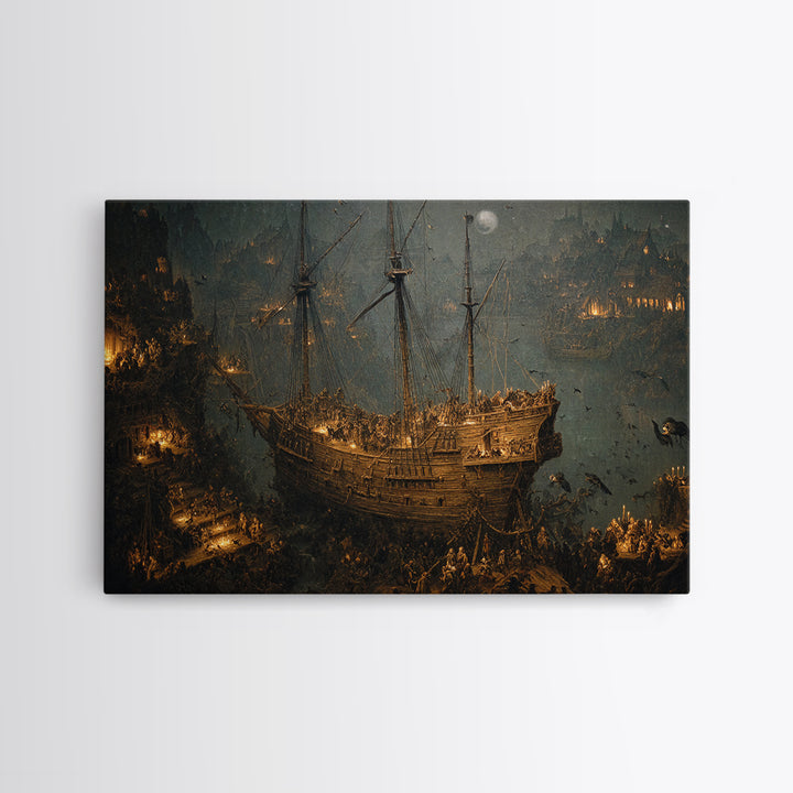 The Shipwreck Cove, Medieval Grotesque Art, Landscape Wall Art, Dark Fantasy Wall Art, Framed Canvas Print, Halloween Wall Art