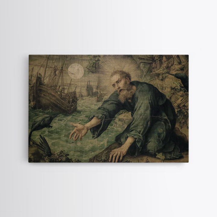 The Shipwreck Cove, Dark Renaissance Art, Landscape Wall Art, Macabre Wall Art, Canvas Print, Halloween Wall Art