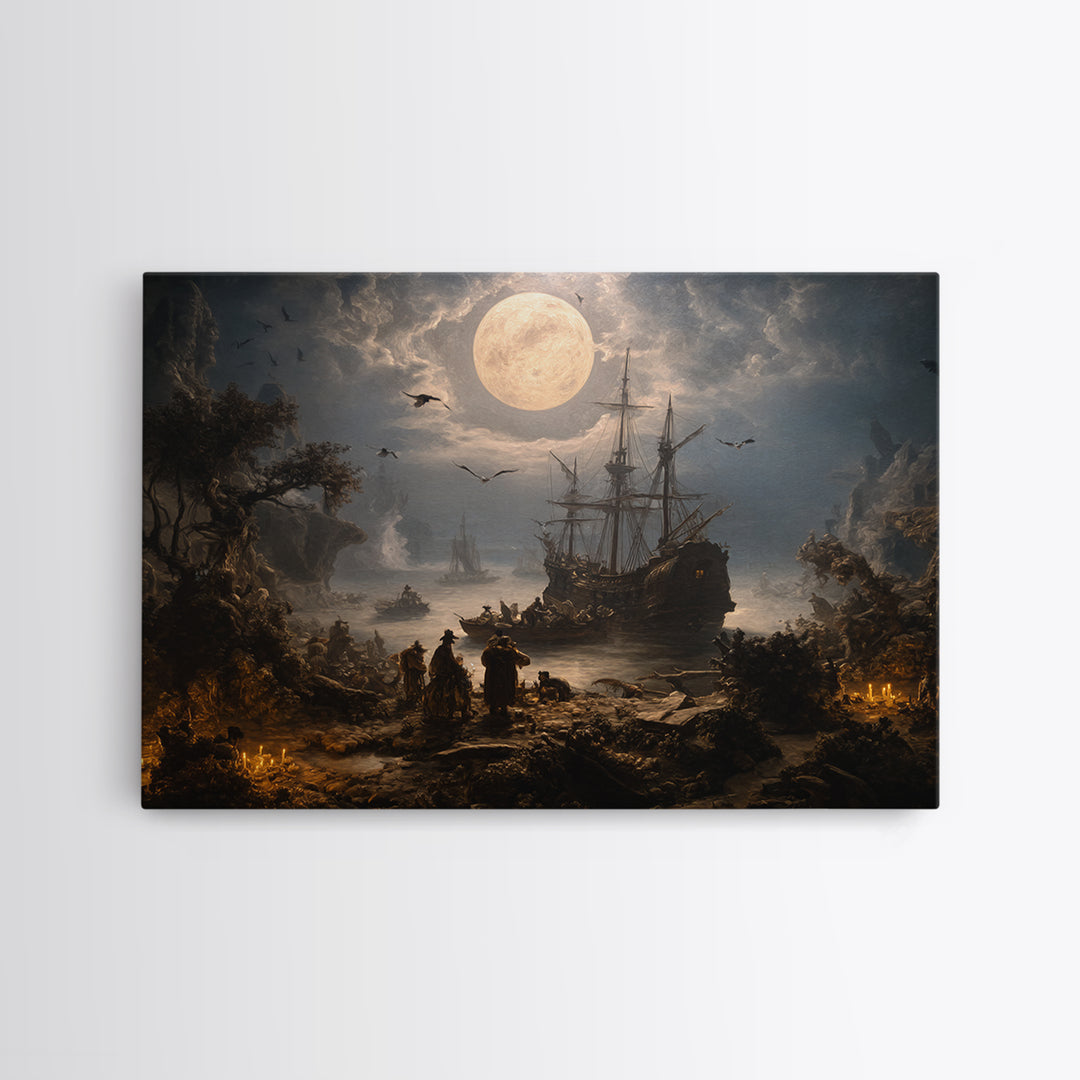 The Shipwreck Cove, Baroque Witchcraft Art, Landscape Wall Art, Macabre Wall Art, Framed Canvas Print, Halloween Wall Art