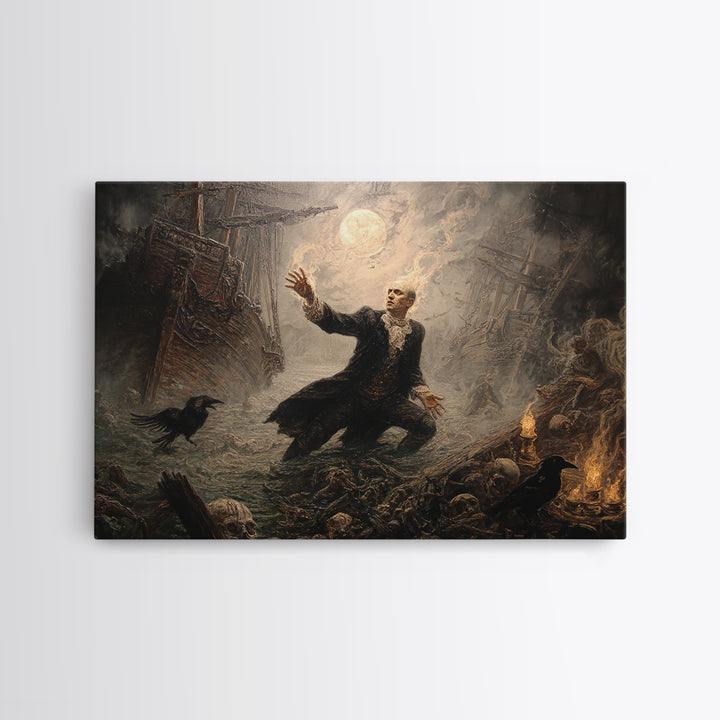The Shipwreck Cove, Visionary Gothic Art, Landscape Wall Art, Dark Halloween Decor, Framed Canvas Print, Halloween Wall Art
