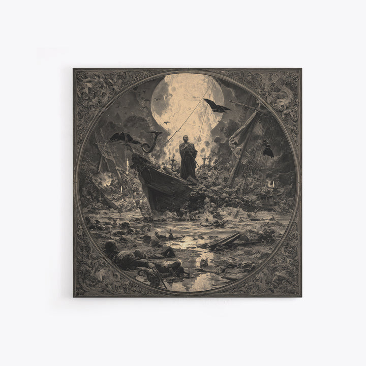 The Shipwreck Cove, Dark Symbolist Art, Square Wall Art, Macabre Wall Art, Framed Canvas Print, Halloween Wall Art