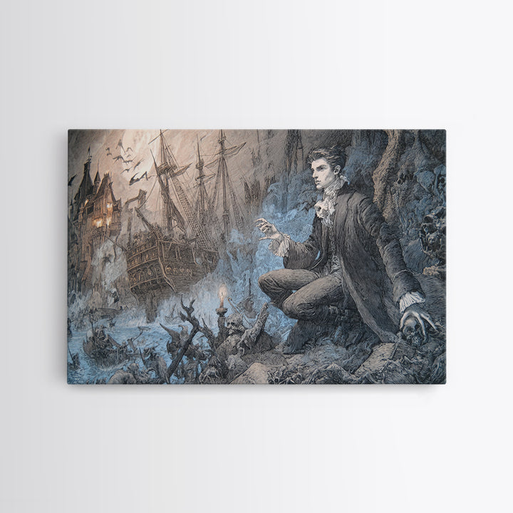 The Shipwreck Cove, Victorian Macabre Art, Landscape Wall Art, Dark Fantasy Wall Art, Canvas Print, Halloween Wall Art, Dark Fantasy Art
