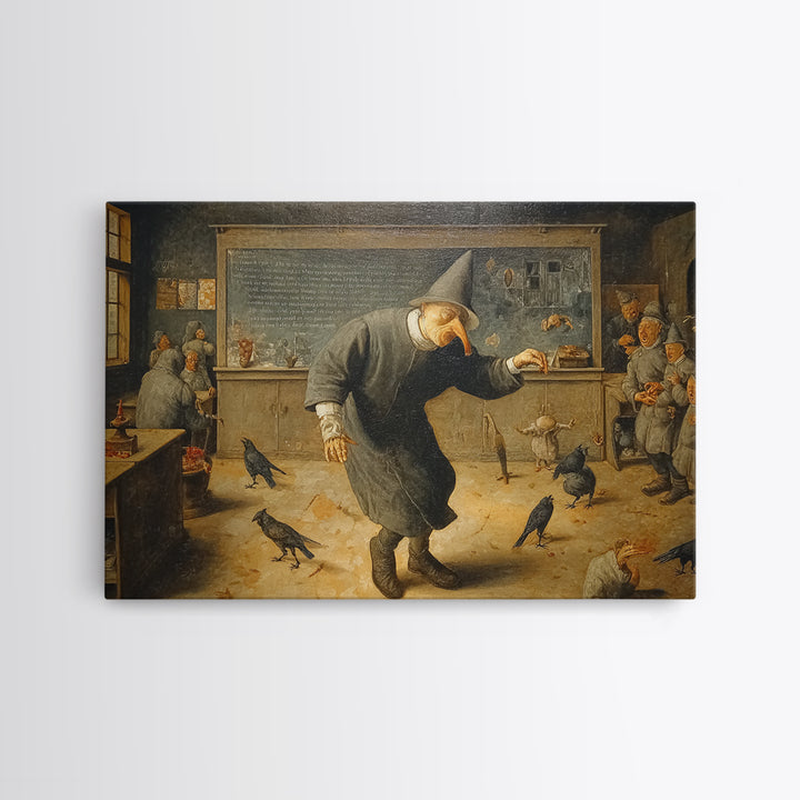 The Silent Schoolhouse, Northern Renaissance Horror, Landscape Wall Art, Dark Fantasy Wall Art, Canvas Print, Halloween Wall Art