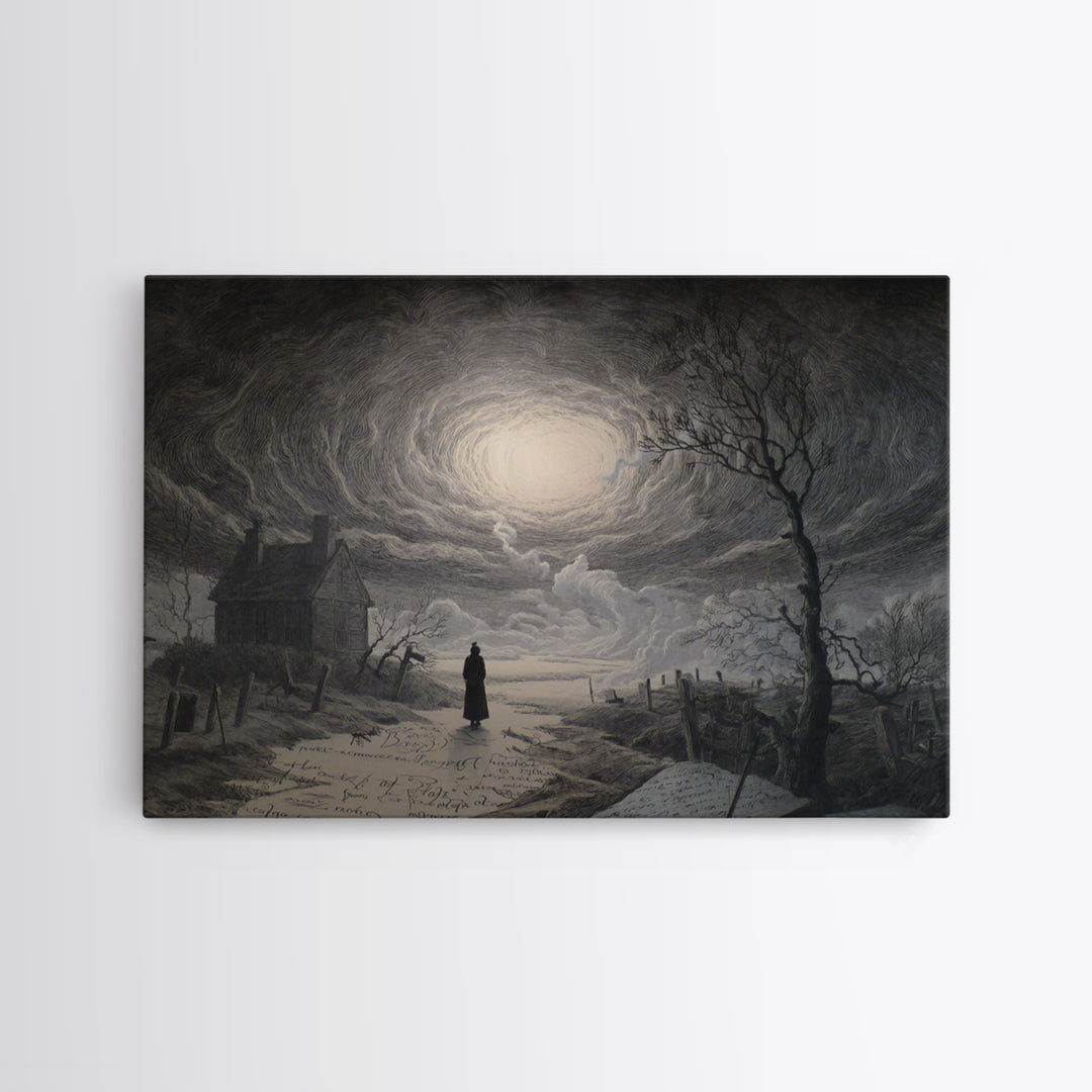 The Silent Schoolhouse, Romantic Gothic Landscape, Landscape Wall Art, Gothic Horror Wall Art, Canvas Print, Halloween Wall Art