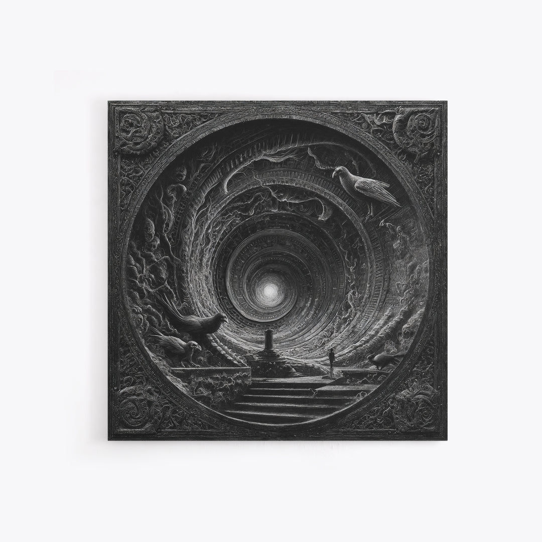 The Silent Schoolhouse, Biomechanical Horror Art, Square Wall Art, Macabre Wall Art, Canvas Print, Halloween Wall Art, Statement Wall Art