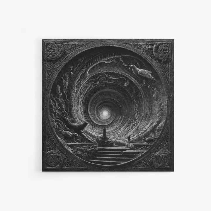 The Silent Schoolhouse, Biomechanical Horror Art, Square Wall Art, Macabre Wall Art, Canvas Print, Halloween Wall Art, Statement Wall Art