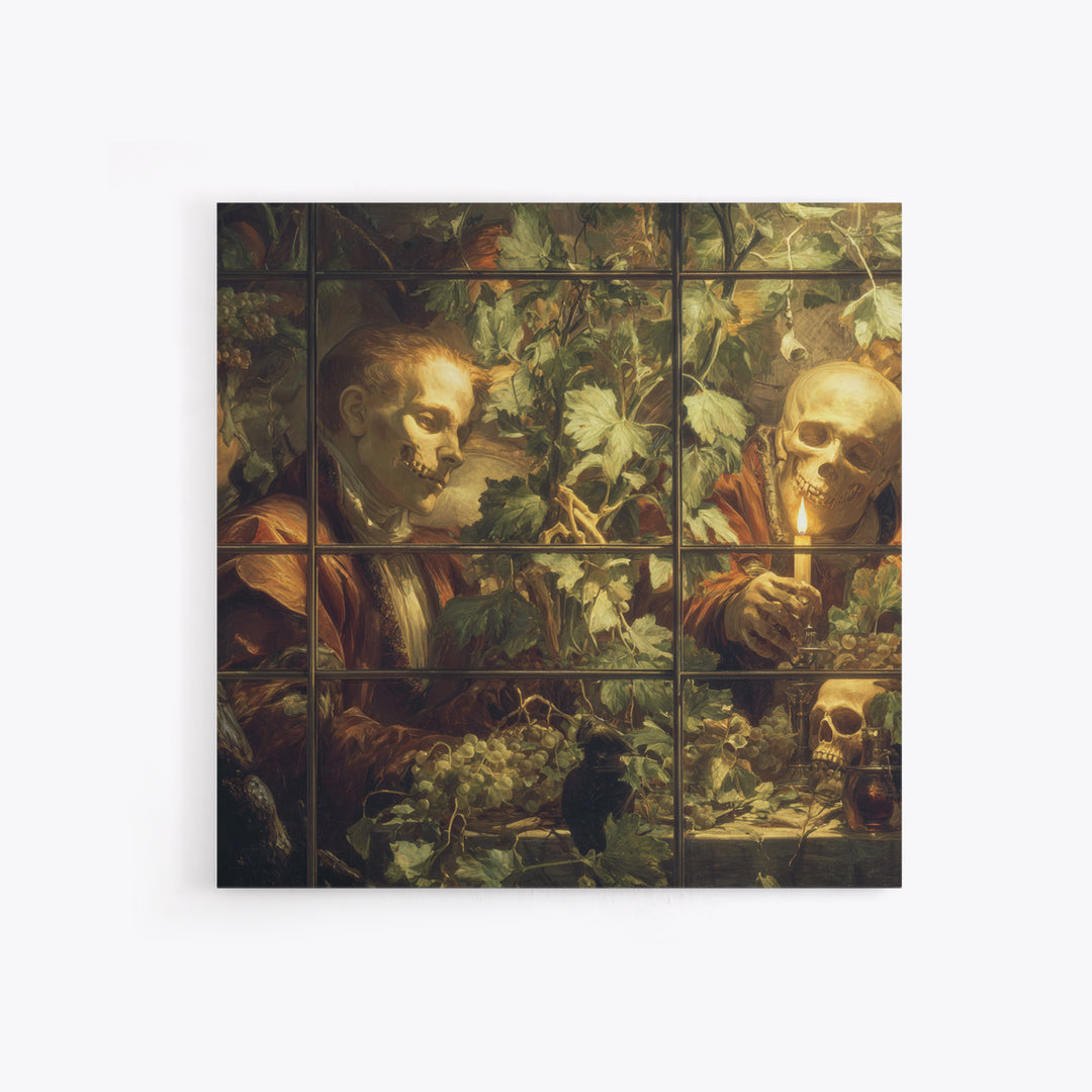 The Cemetery Greenhouse, Danse Macabre Art, Square Wall Art, Macabre Wall Art, Framed Canvas Print, Halloween Wall Art